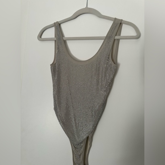 Zara Sparkling Silver Bodysuit - Picture 1 of 5